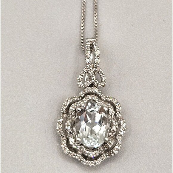 White Topaz Sterling Silver 925 Detachable Pendant Raised Layered 3D Blingy - Picture 1 of 11